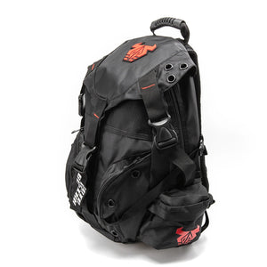 Sac à dos moto noir imperméable avec filet porte-casque - vue 1