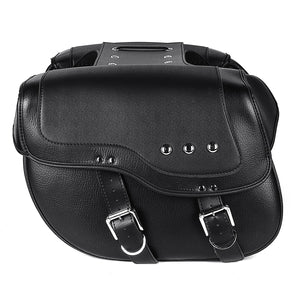 Paire de sacoches cavalières en cuir PU noir pour moto custom - vue 4
