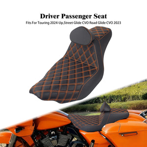 Selle biplace noire avec dossier conducteur pour Harley-Davidson Touring - vue 9