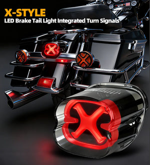 Feu arrière LED motif X pour Harley Touring Softail - vue 1