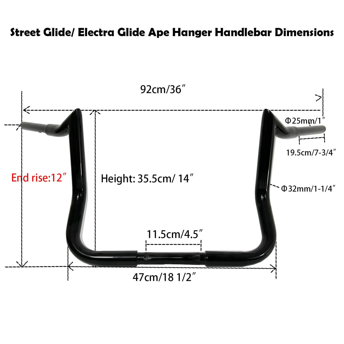 Guidon ape hanger pour Harley Touring batwing - vue 2