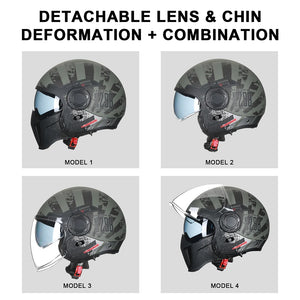 Casque moto modulable rétro, mentonnière relevée - vue 3
