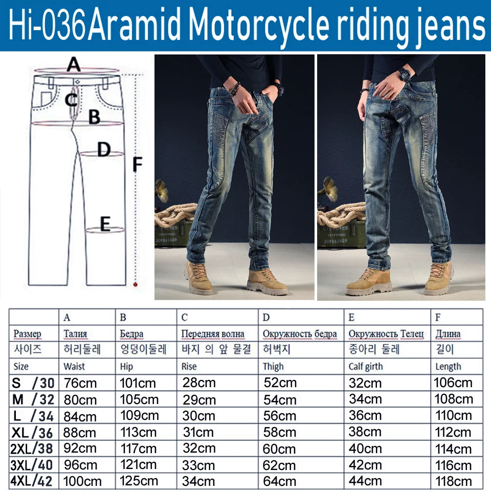Jean moto homme renforcé Kevlar/Aramide avec protections - vue 2