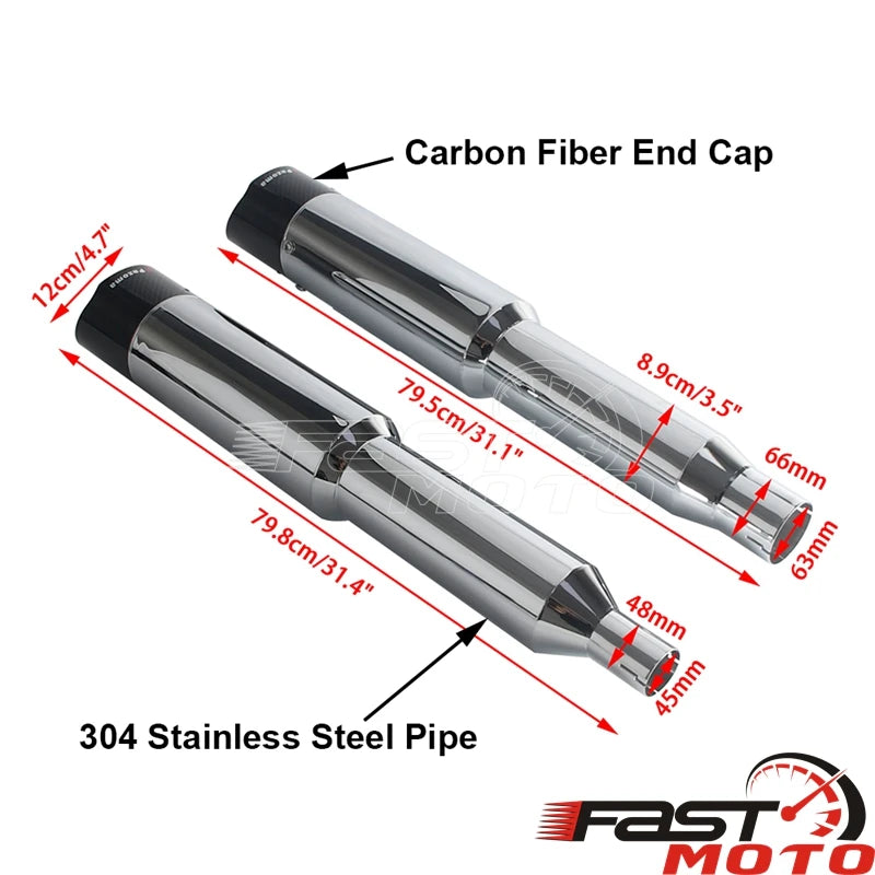 Silencieux d'échappement bagger 4,5" carbone slash cut pour Harley Touring M8 2017-2026 - vue 2