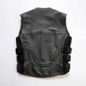 Gilet moto en cuir véritable - vue produit - vue 4