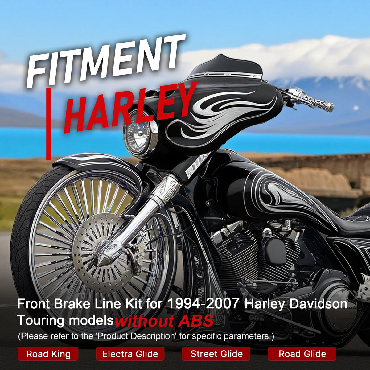 Durite de Frein Rallongée pour Guidon Surélevé - Harley-Davidson Touring 1994-2007 sans ABS – photo 2/8