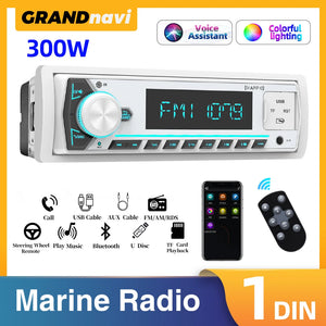 Autoradio marine 1 DIN Bluetooth avec lecteur MP3, écran LCD, AM/FM/RDS - vue 1