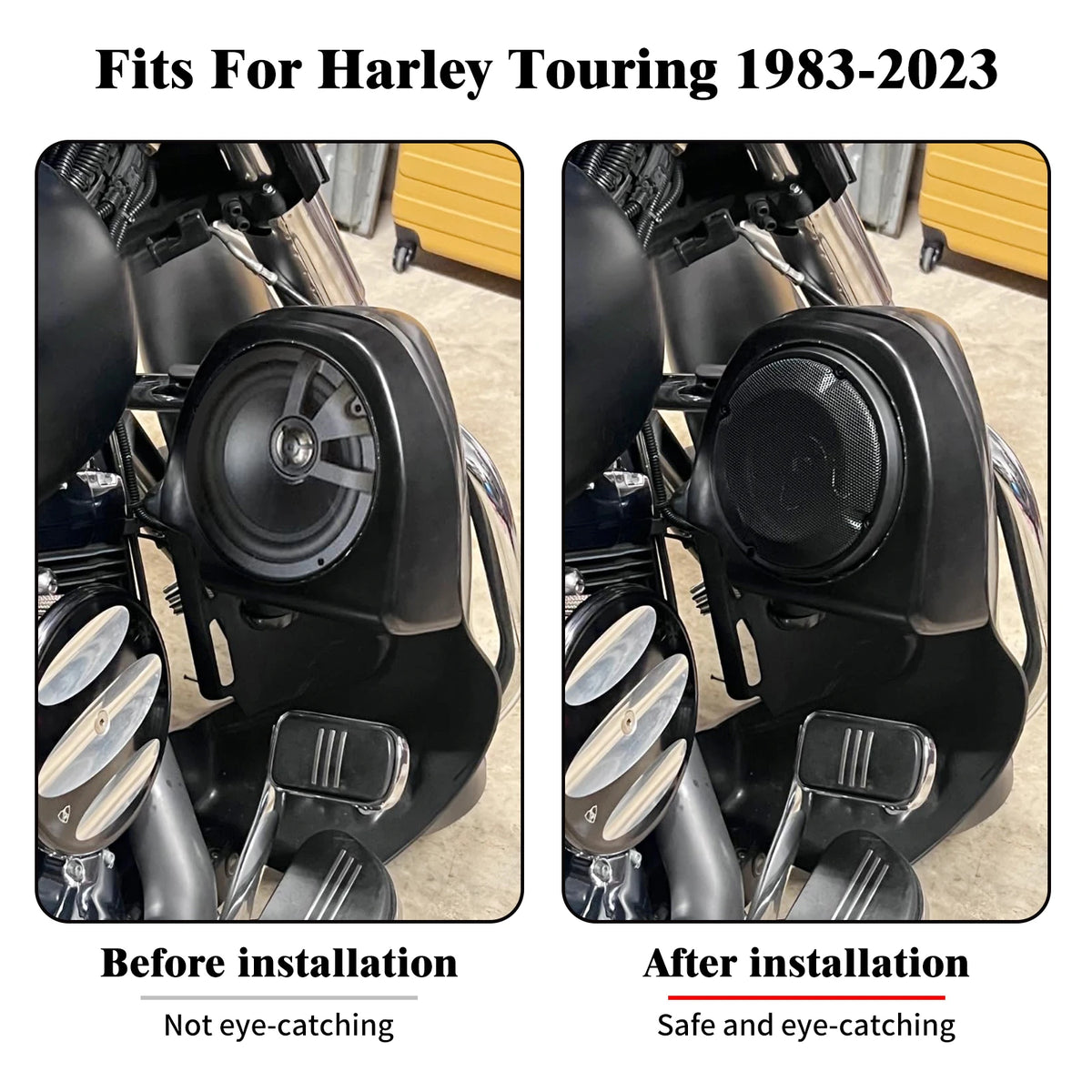 Grille chromée de protection haut-parleur pour carénage de Harley-Davidson Touring - vue 2