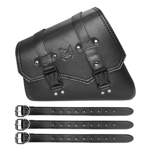 Sacoche latérale en cuir PU noir pour bras oscillant de moto custom - vue 7