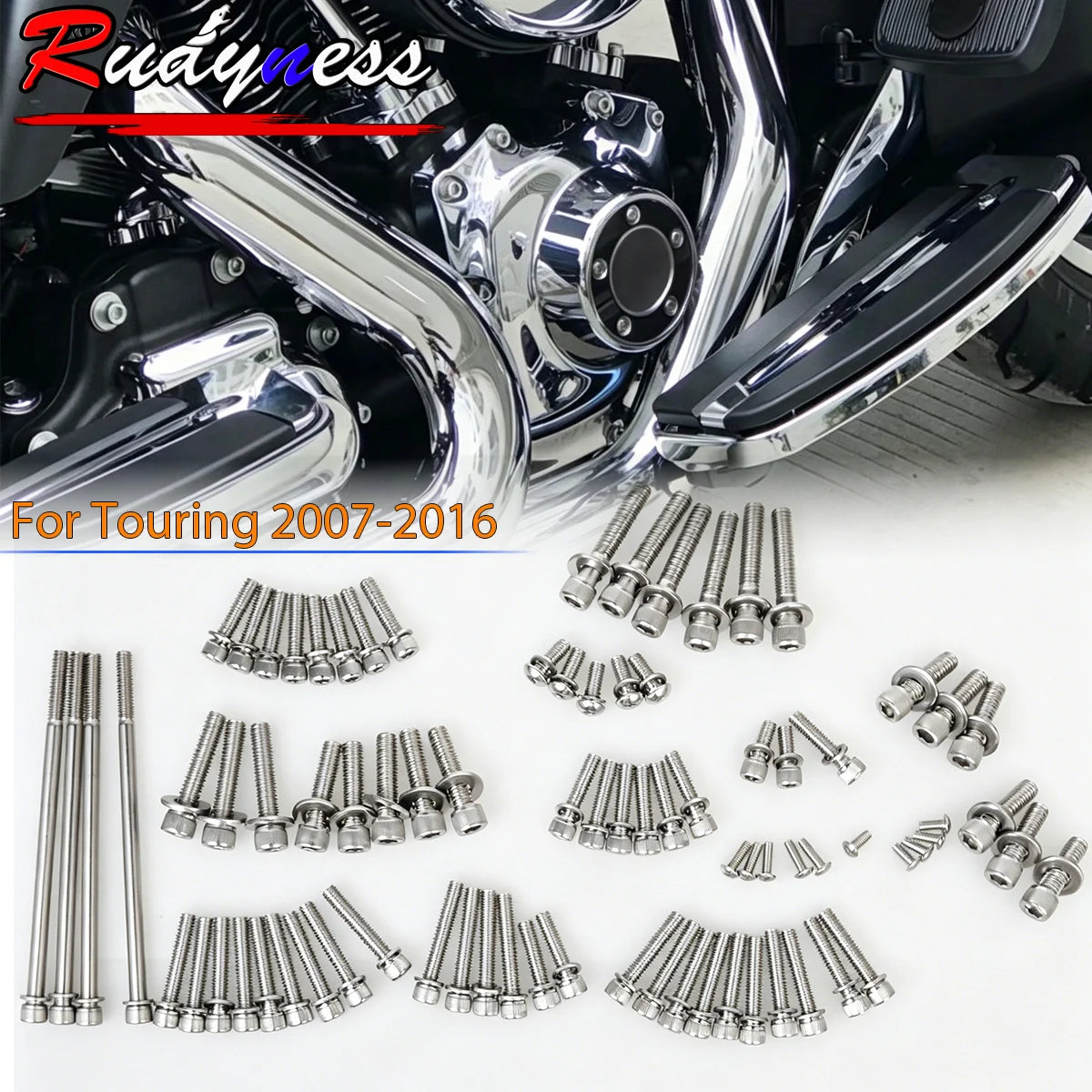 Kit de boulons et caches colorés pour moteur Harley Touring - vue 2