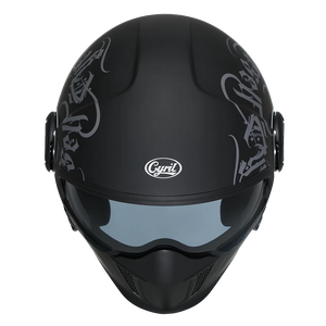 Casque moto modulable rétro avec double visière, vue 3/4 - vue 3