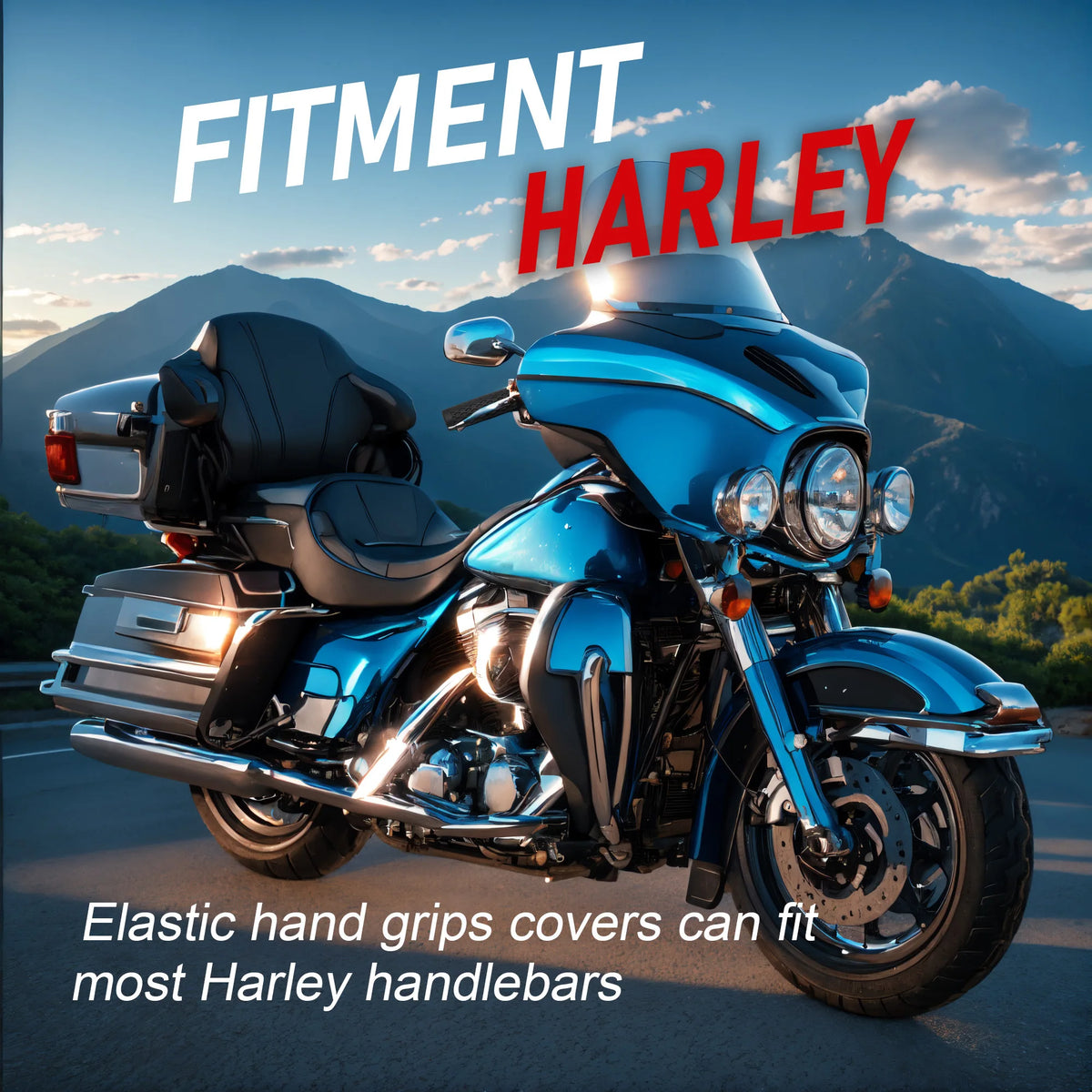 Revêtements de poignées de guidon 1 pouce, motif diamant (la paire) - Harley-Davidson Touring, Softail, Sportster, Dyna – photo 2/7