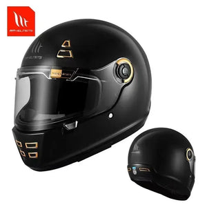 Casque moto intégral rétro noir - vue de face - vue 7