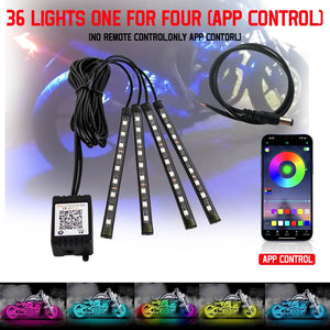 Bande LED d'ambiance flexible RVB pour moto, néon décoratif contrôlable par application 12V - vue 9