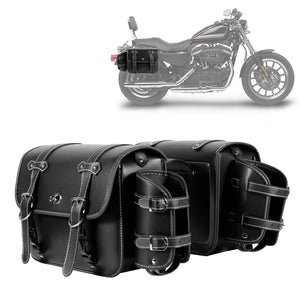 Sacoches cavalières en cuir PU avec porte-gobelet pour moto - vue 1