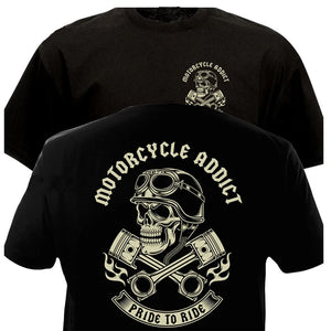 T-shirt biker motard noir imprimé chopper - vue - vue 1