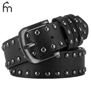 Ceinture noire simili cuir cloutée style punk Y2K - vue 1