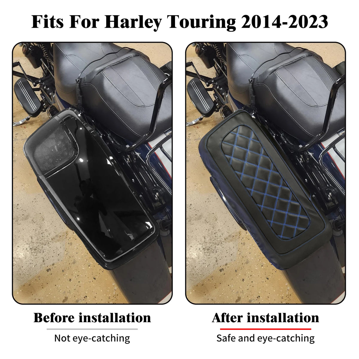 Caches de sacoches cavalières avec logement haut-parleur pour Harley-Davidson Touring 2014-2024 - vue 2