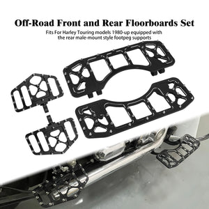 Planchers pilote et passager (floorboards) larges en aluminium CNC pour Harley-Davidson Touring (Electra Glide, Street Glide) et Softail CVO – photo 1/6