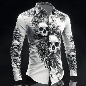 Chemise noire manches longues imprimé tête de mort - vue 17