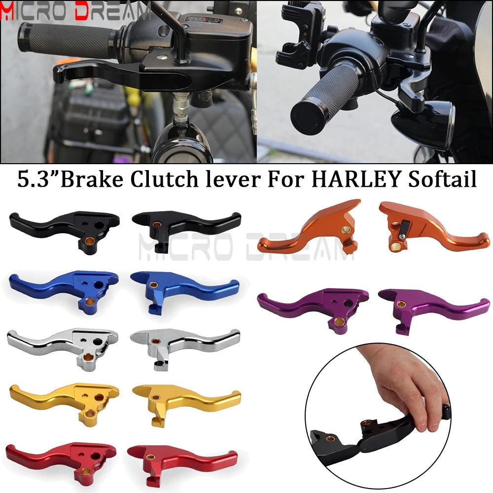Leviers de frein et d'embrayage courts pour Harley Softail 2015-2024 - vue 2