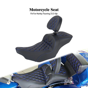 Selle biplace noire avec dossier pour Harley-Davidson Touring - vue 8