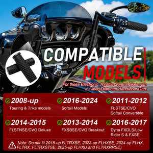 Poignées de Guidon Silicone 1 pouce - Harley-Davidson Touring/Trike 2008+, Softail 2016-2024, Low Rider S/FXSE 2016-2017 – photo 2/7