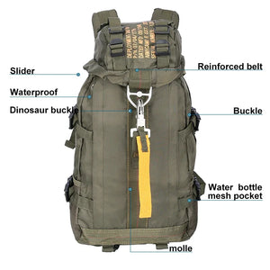 Sac à dos militaire noir en nylon imperméable - vue 3