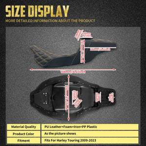 Selle Biplace avec Dossier Pilote Intégré - Harley-Davidson Touring Road King, Street Glide, Electra Glide 2009 et plus – photo 6/13