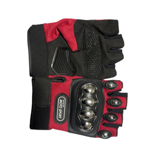 Gants moto mi-doigts noirs avec protection paume - vue de face - vue 2