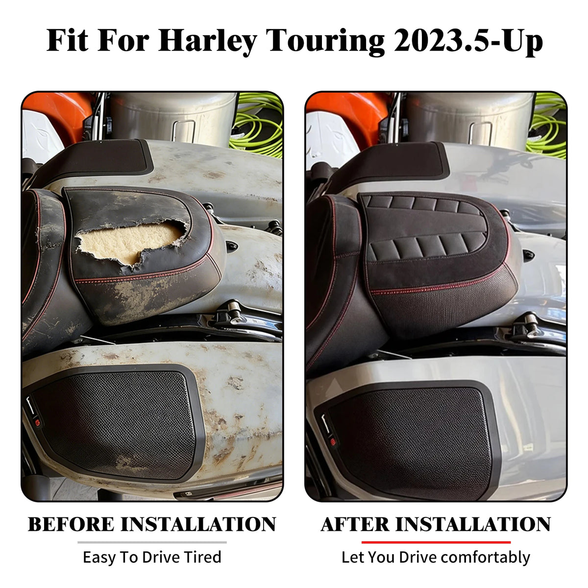 Pouf passager rembourré noir pour Harley-Davidson Touring - vue 2
