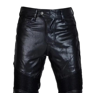 Pantalon Moto Cross Homme Cuir PU Protections CE Genoux Hanches - vue 4