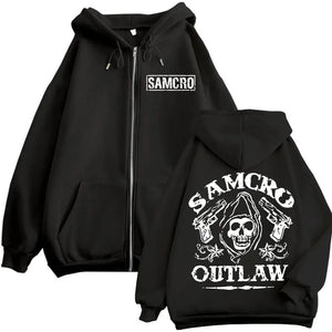 Sweat à capuche zippé gothique biker - vue 9