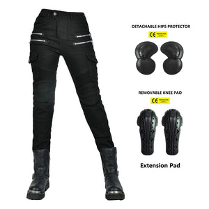 Pantalon moto femme double zip, protections genoux et hanches - vue 10
