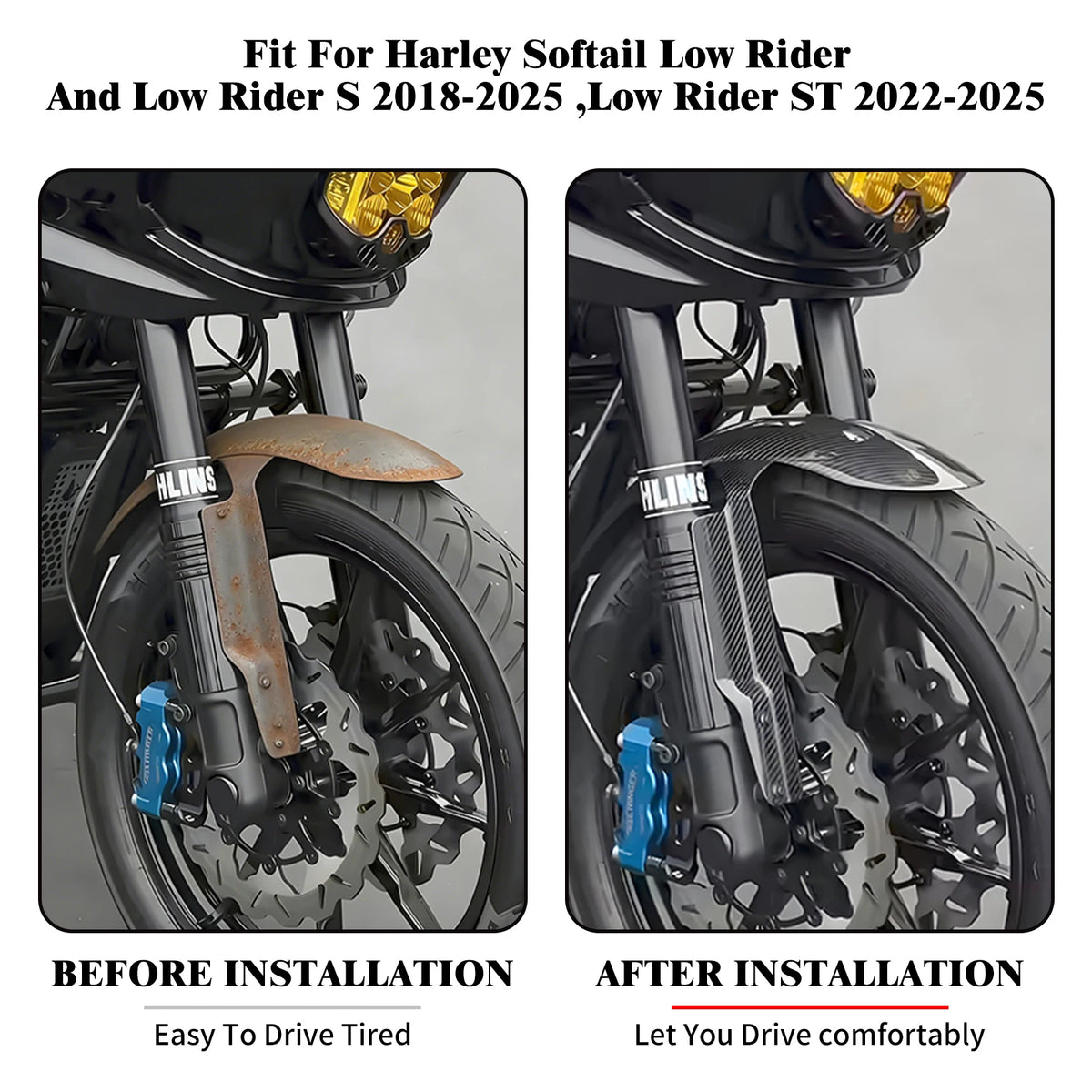Garde-boue avant en fibre de carbone pour Harley-Davidson Softail - vue 2