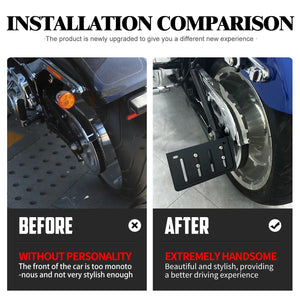 Support de plaque d'immatriculation noir monté sur le côté d'une Harley-Davidson Softail - vue 2