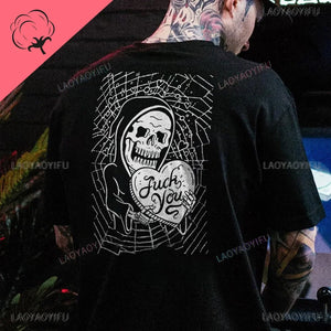 T-shirt homme coton motard tête de mort humoristique - vue 9