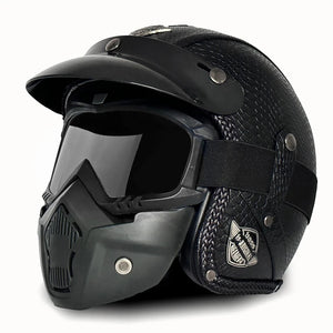 Casque Moto Vintage Ouvert en Cuir PU - Style Café Racer - vue 21