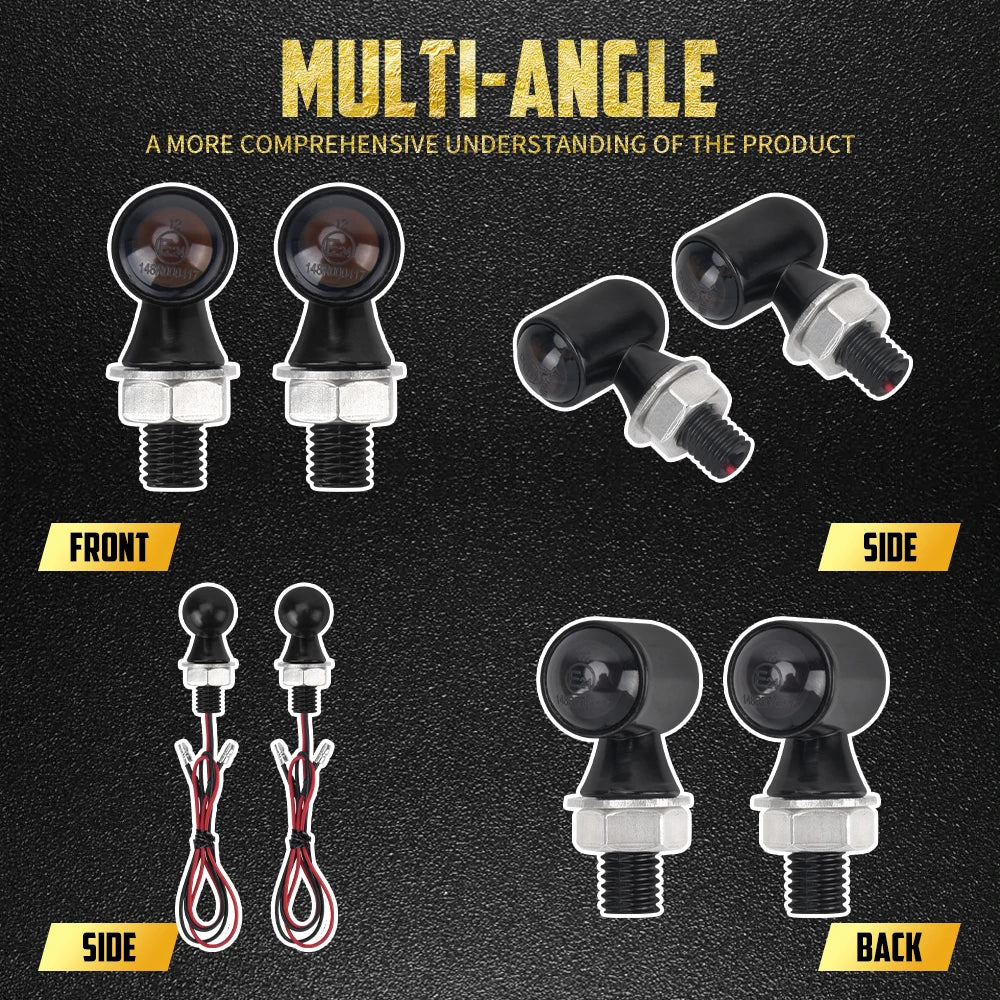 Clignotants LED mini homologués (E Mark) universels filetage M8 pour Harley-Davidson et motos custom – photo 2/10
