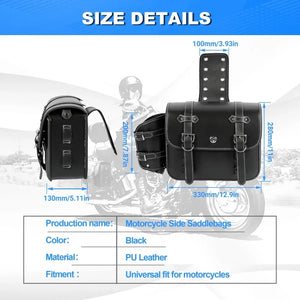 Sacoches cavalières en cuir PU avec porte-gobelet pour moto - vue 2