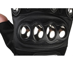 Gants moto mi-doigts noirs avec protection paume - vue de face - vue 3