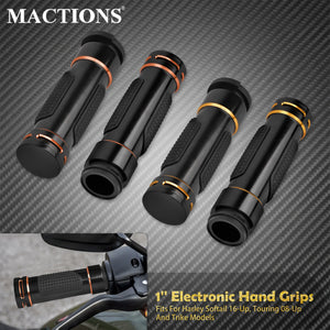 Poignées de guidon électroniques antidérapantes 1'' - Harley Touring, Street Glide, Trike, Softail Breakout, Low Rider S – photo 1/8