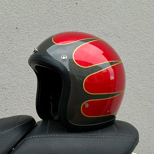 Casque moto rétro compact noir style japonais - vue de trois quarts - vue 6