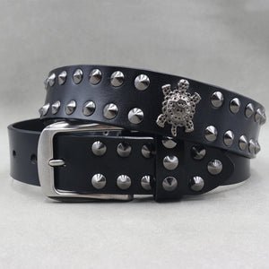 Ceinture en cuir véritable cloutée style rock - vue 34