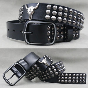 Ceinture en cuir véritable cloutée style rock - vue 20