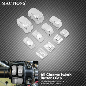 Caches de boutons de commodos chromés, lot de 10 - Harley Touring Electra Street Road Glide 1996-2013 – photo 1/7