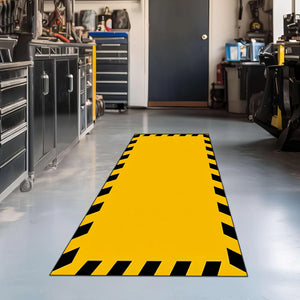 Tapis de garage motif avertissement jaune/noir antidérapant – photo 6/6