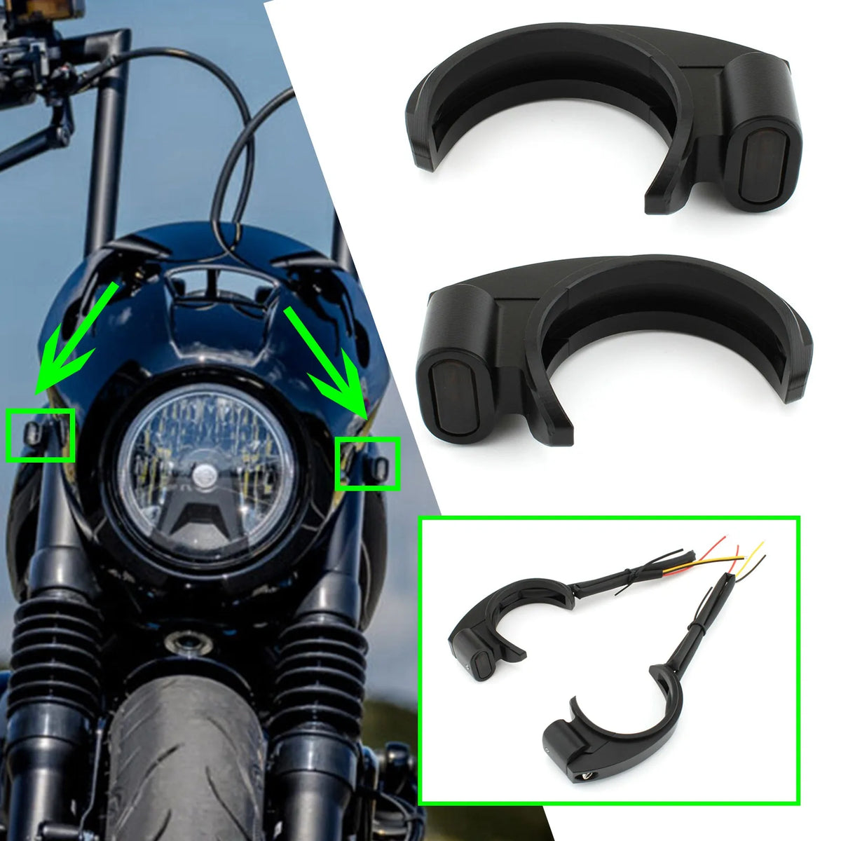Clignotants LED de fourche pour Harley tubes 39-41 mm - vue 2