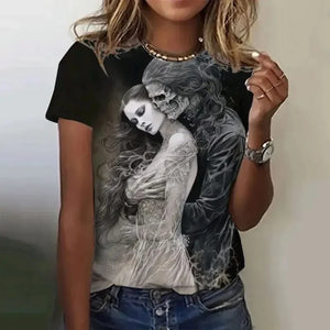T-shirt Femme Crâne Rose Vintage Oversize - vue 22