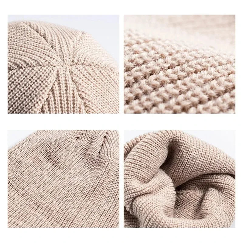 Bonnet tricot thermique à revers roulé pour l'hiver - vue 2